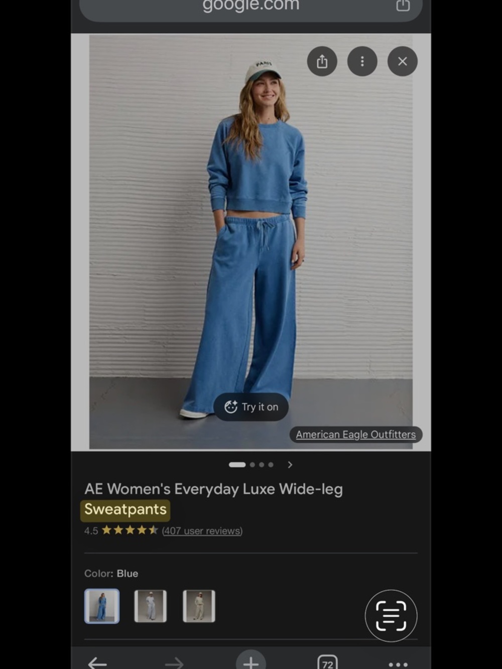 American Eagle Outfitters blue wide-leg sweatpants